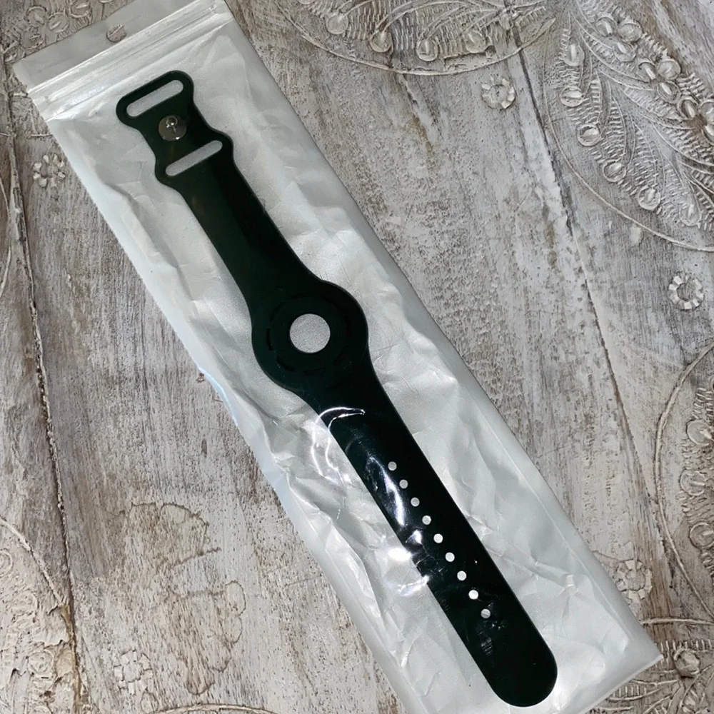 Airtag Wristband watch band bracelet holder silicone dark olive green adjustable